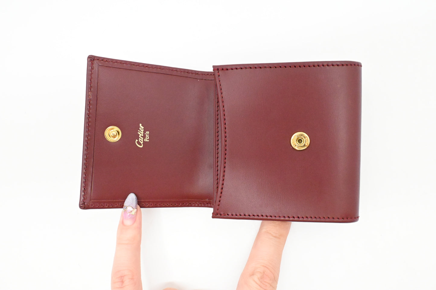 Cartier Square Coin Case in Burgundy Leather