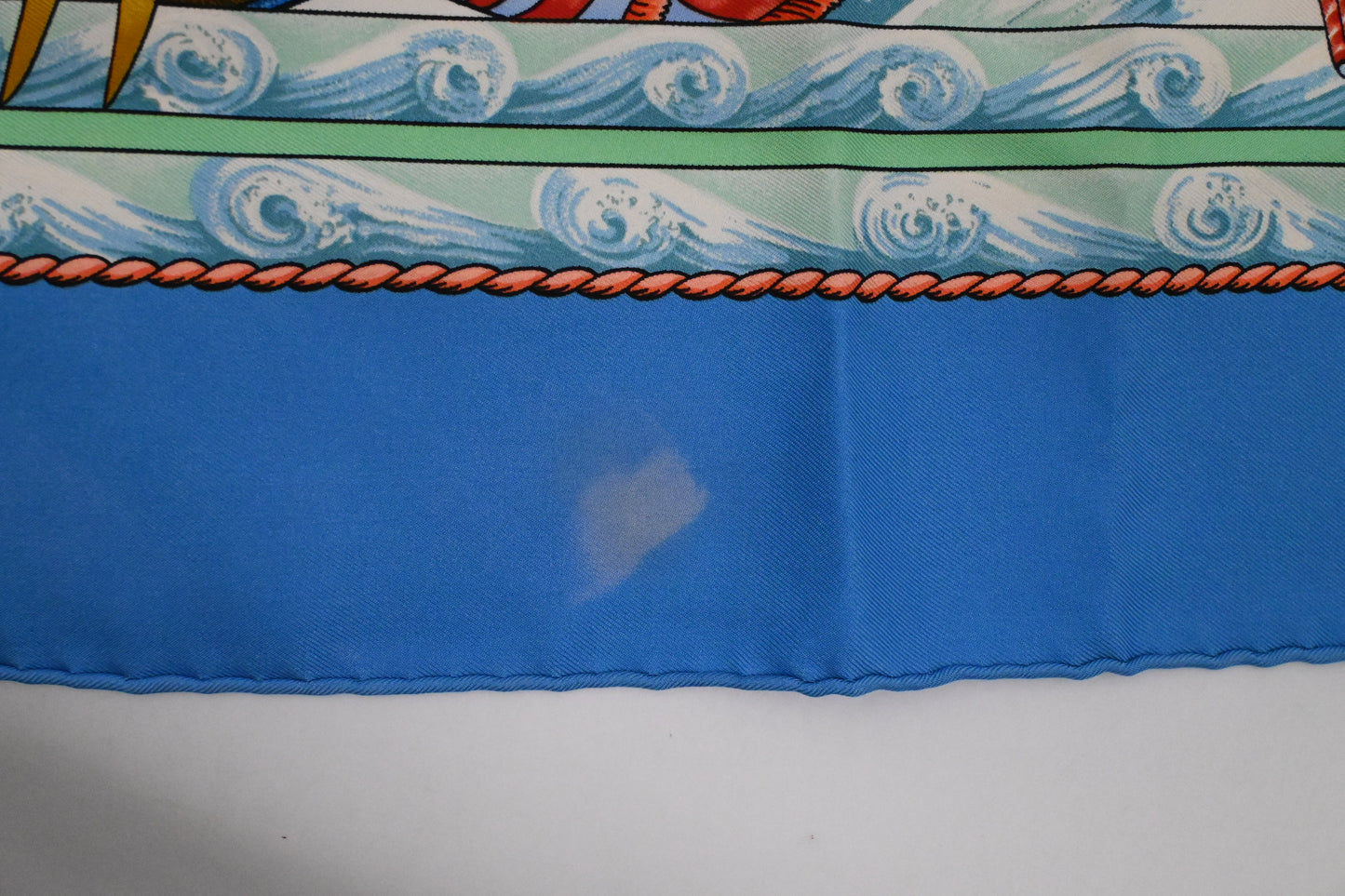 Hermes 'Vive le Vent' Carre 90 in Blue Silk