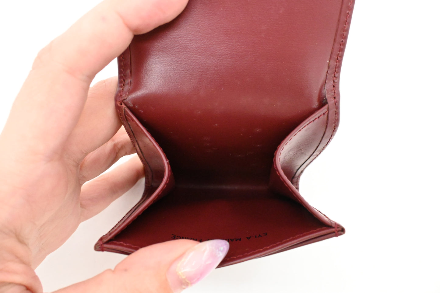 Cartier Square Coin Case in Burgundy Leather