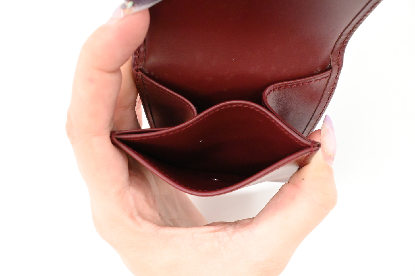Cartier Square Coin Case in Burgundy Leather