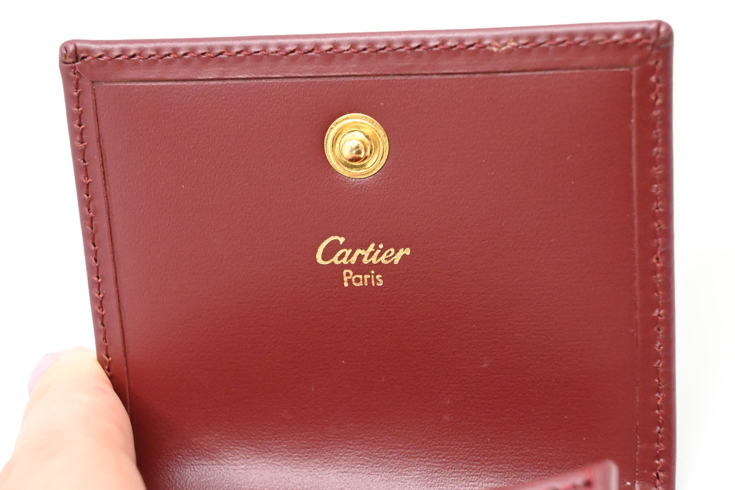 Cartier Square Coin Case in Burgundy Leather