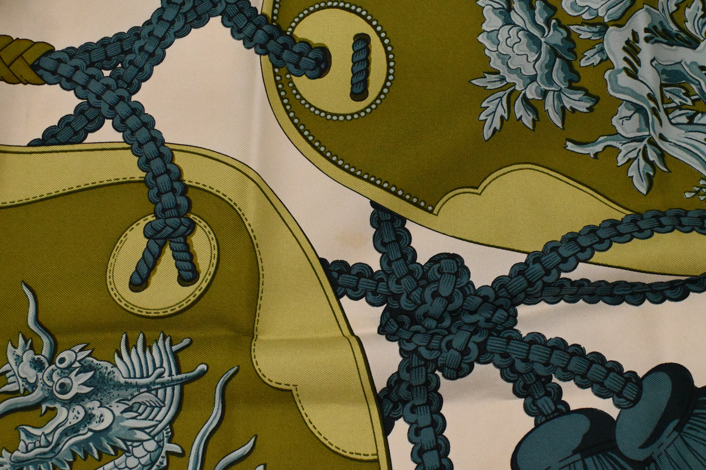 Hermes 'Tsubas' Carre 90 in Green Silk