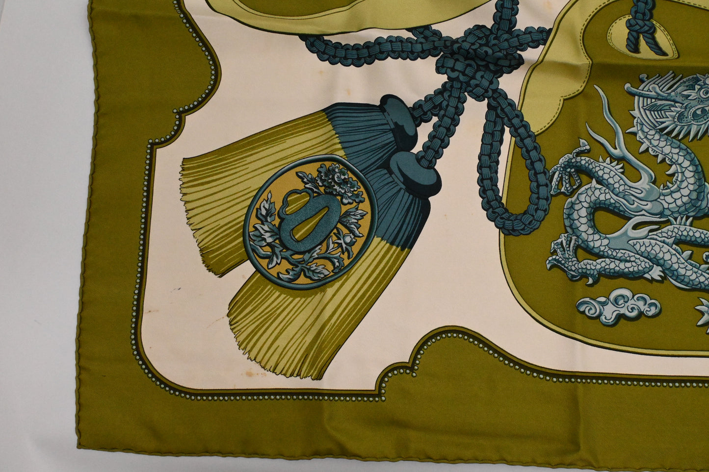 Hermes 'Tsubas' Carre 90 in Green Silk