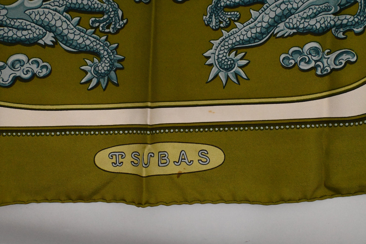 Hermes 'Tsubas' Carre 90 in Green Silk