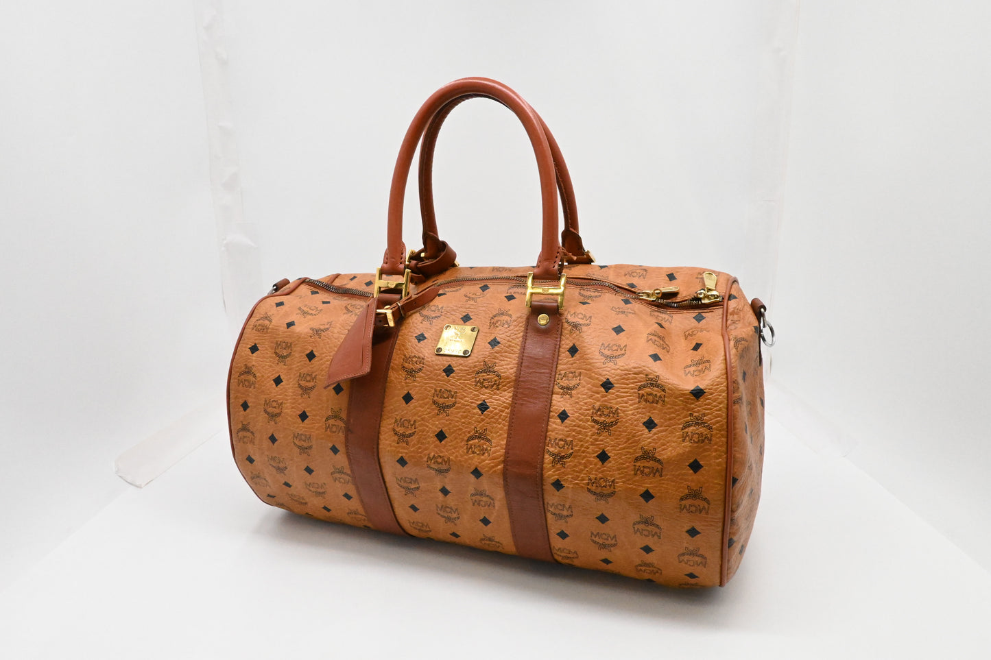 MCM Duffle Bag in Cognac Visetos Canvas