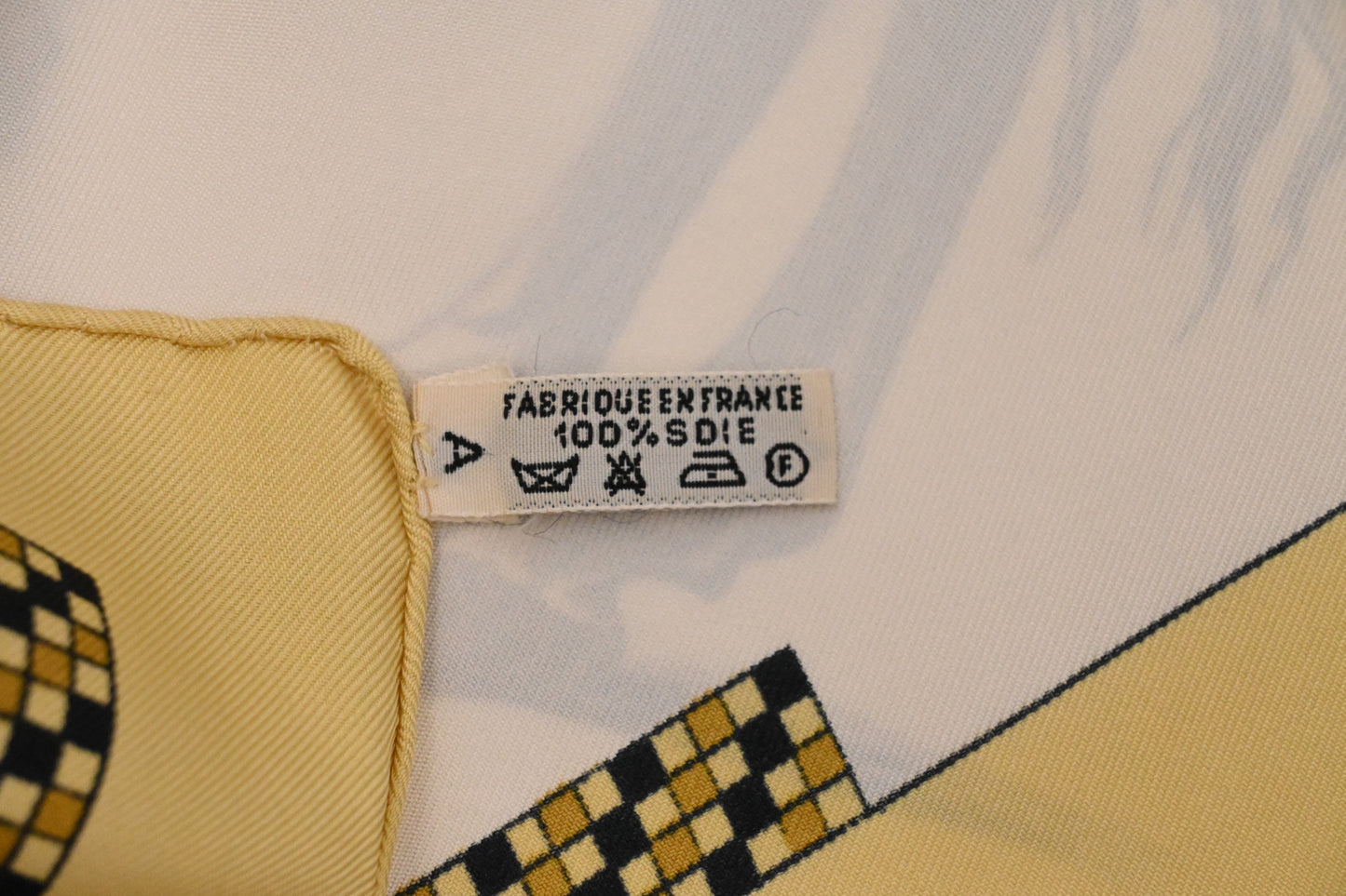 Hermes 'Harnais Francais' Carre 90 in Light Yellow Silk