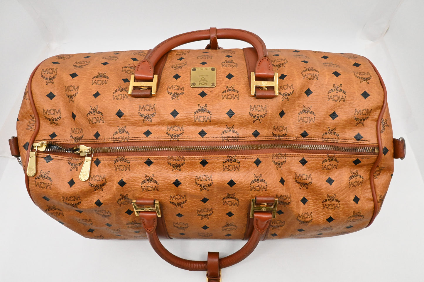 MCM Duffle Bag in Cognac Visetos Canvas