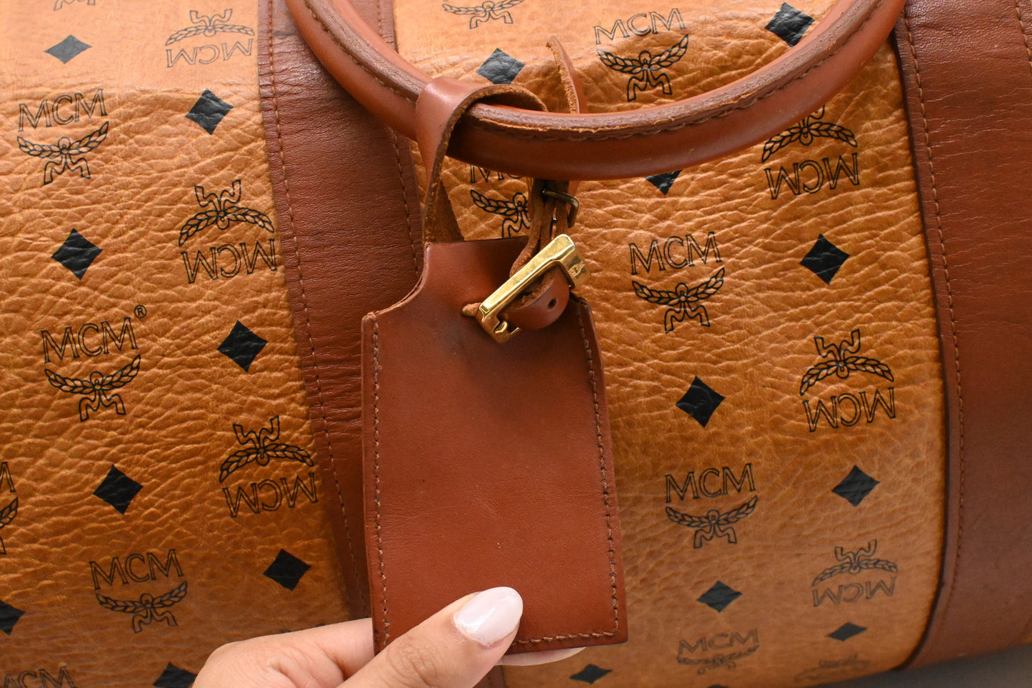 MCM Duffle Bag in Cognac Visetos Canvas