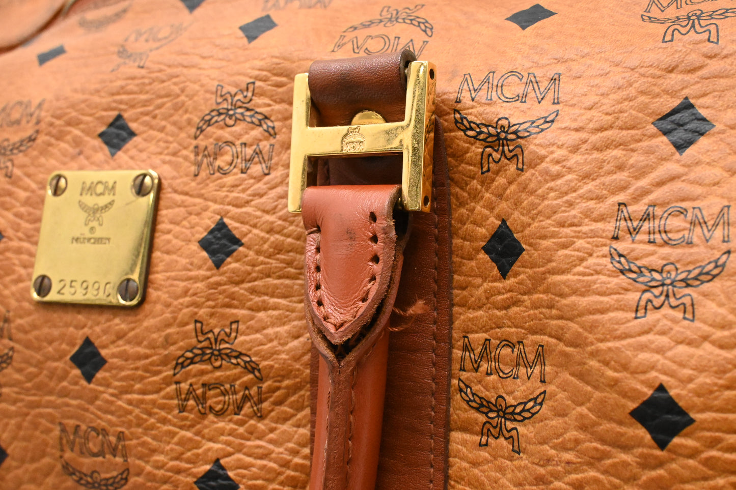 MCM Duffle Bag in Cognac Visetos Canvas