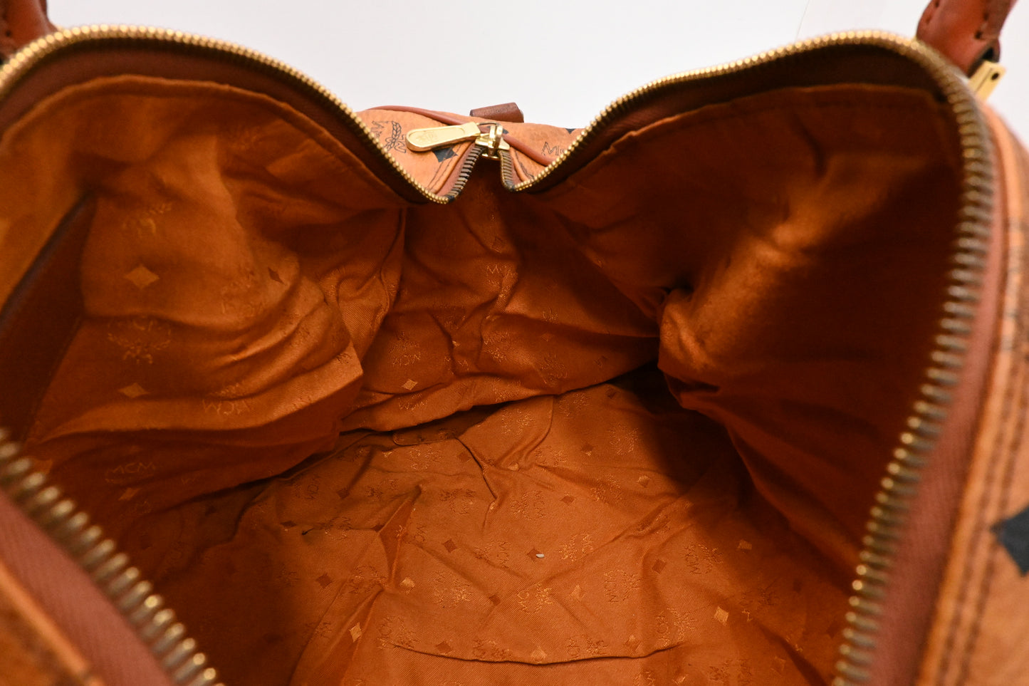 MCM Duffle Bag in Cognac Visetos Canvas