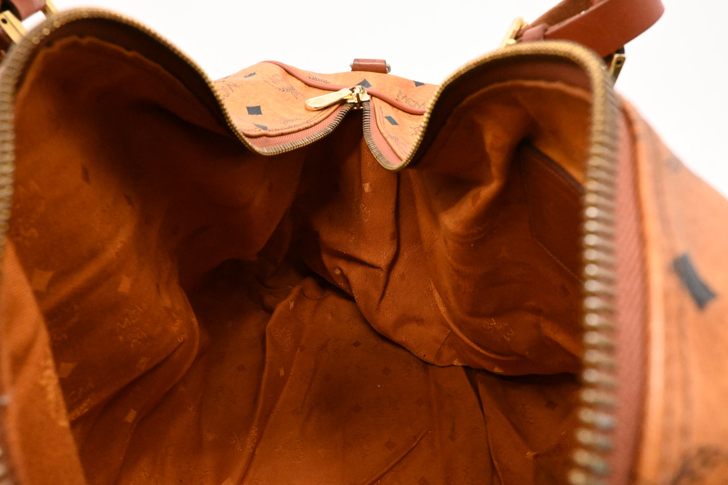 MCM Duffle Bag in Cognac Visetos Canvas