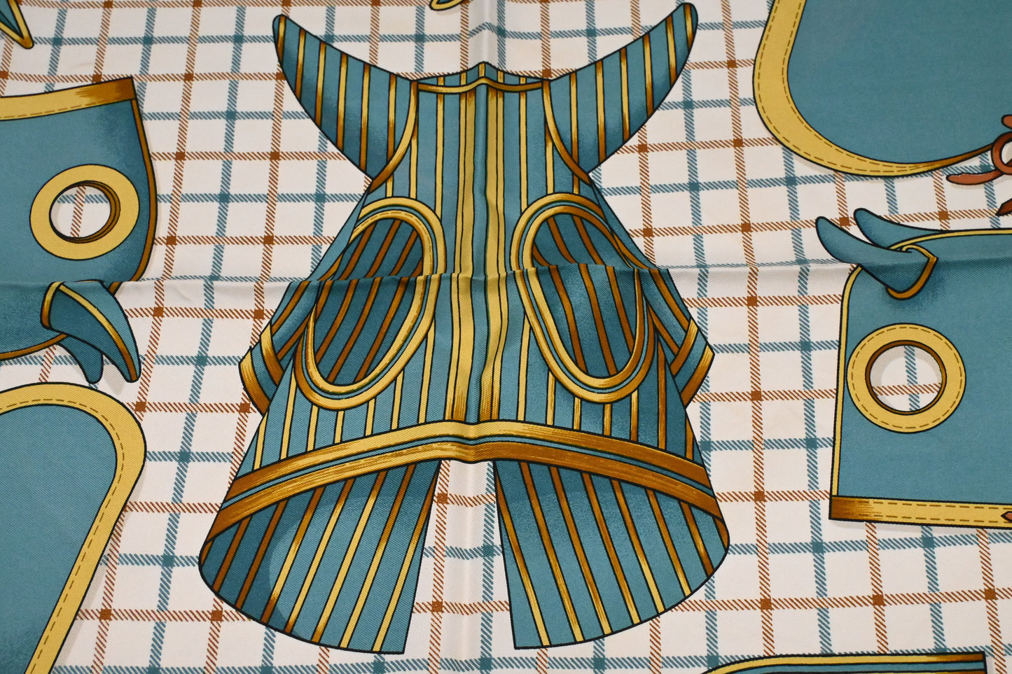 Hermes Carre 90 'Camails' in Turquoise Silk