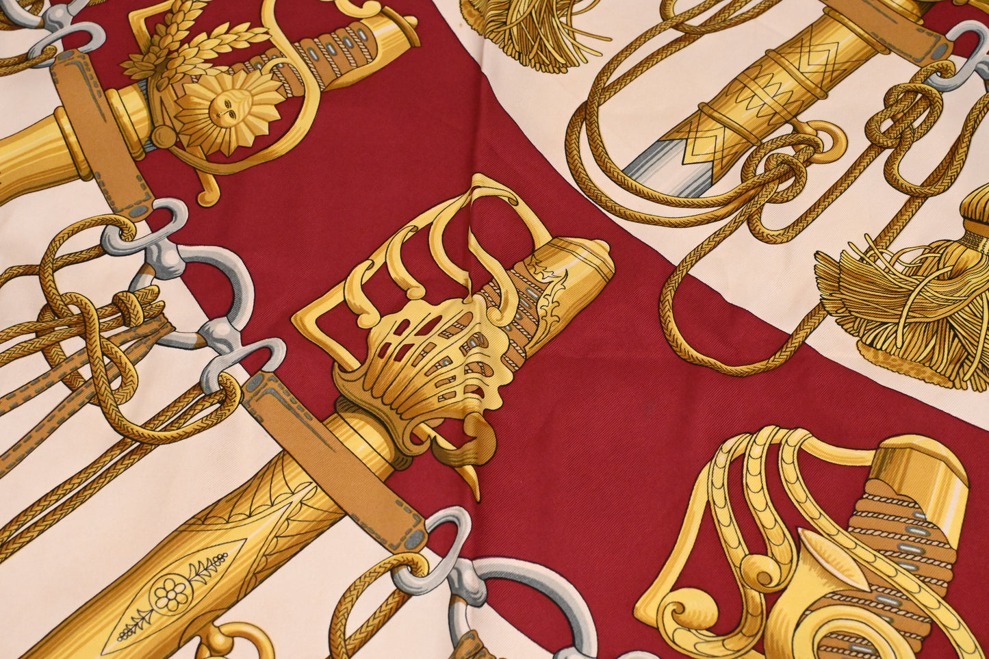 Hermes 'Cliquetis' Carre 90 in Dark Red Silk