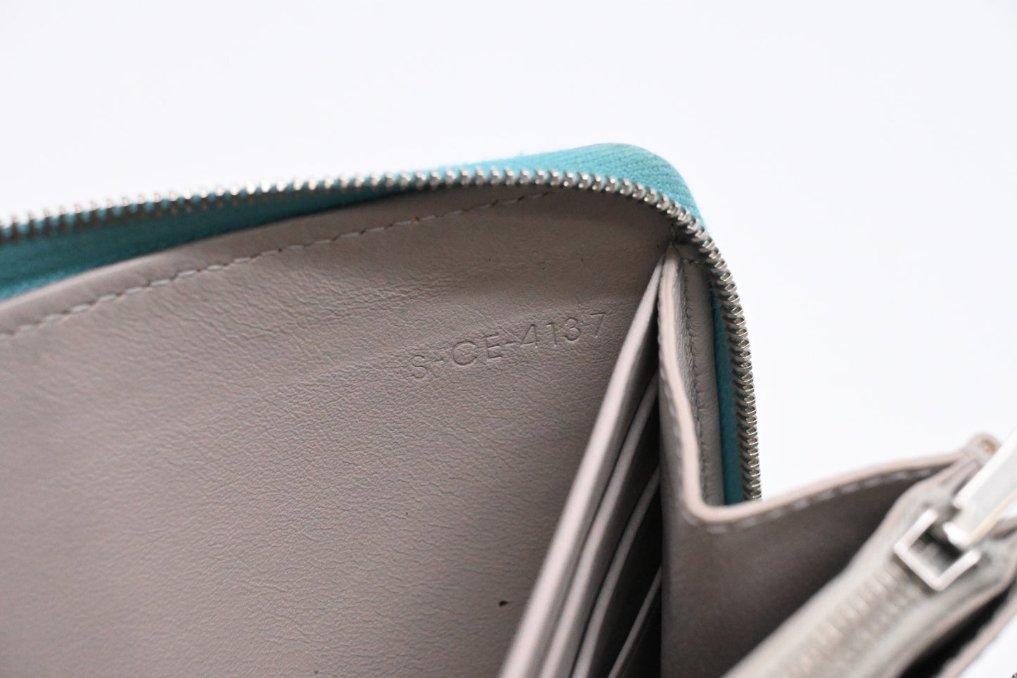 Celine Long Zippy Wallet in Teal Leather