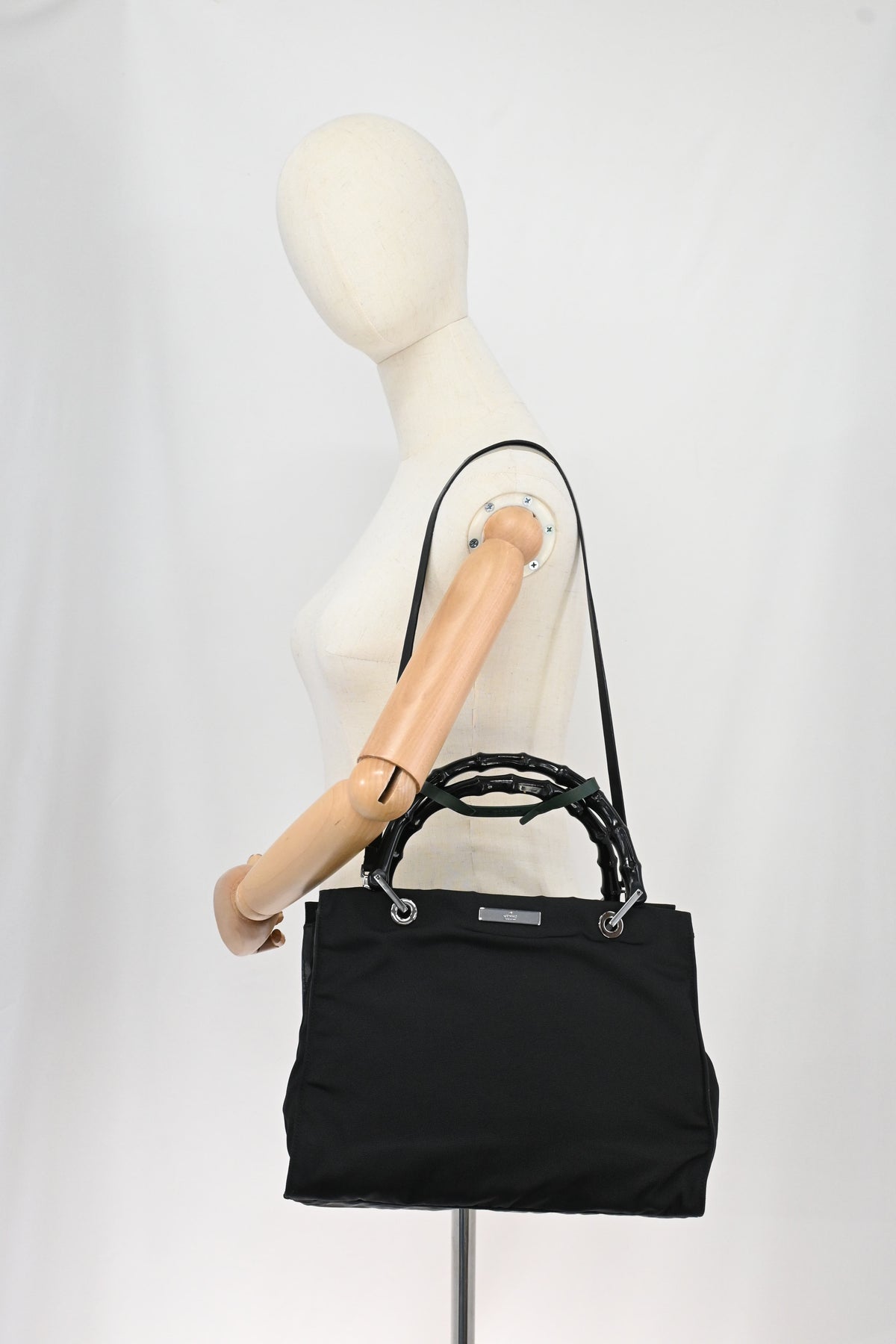 Gucci Bamboo 2way Bag in Black Canvas