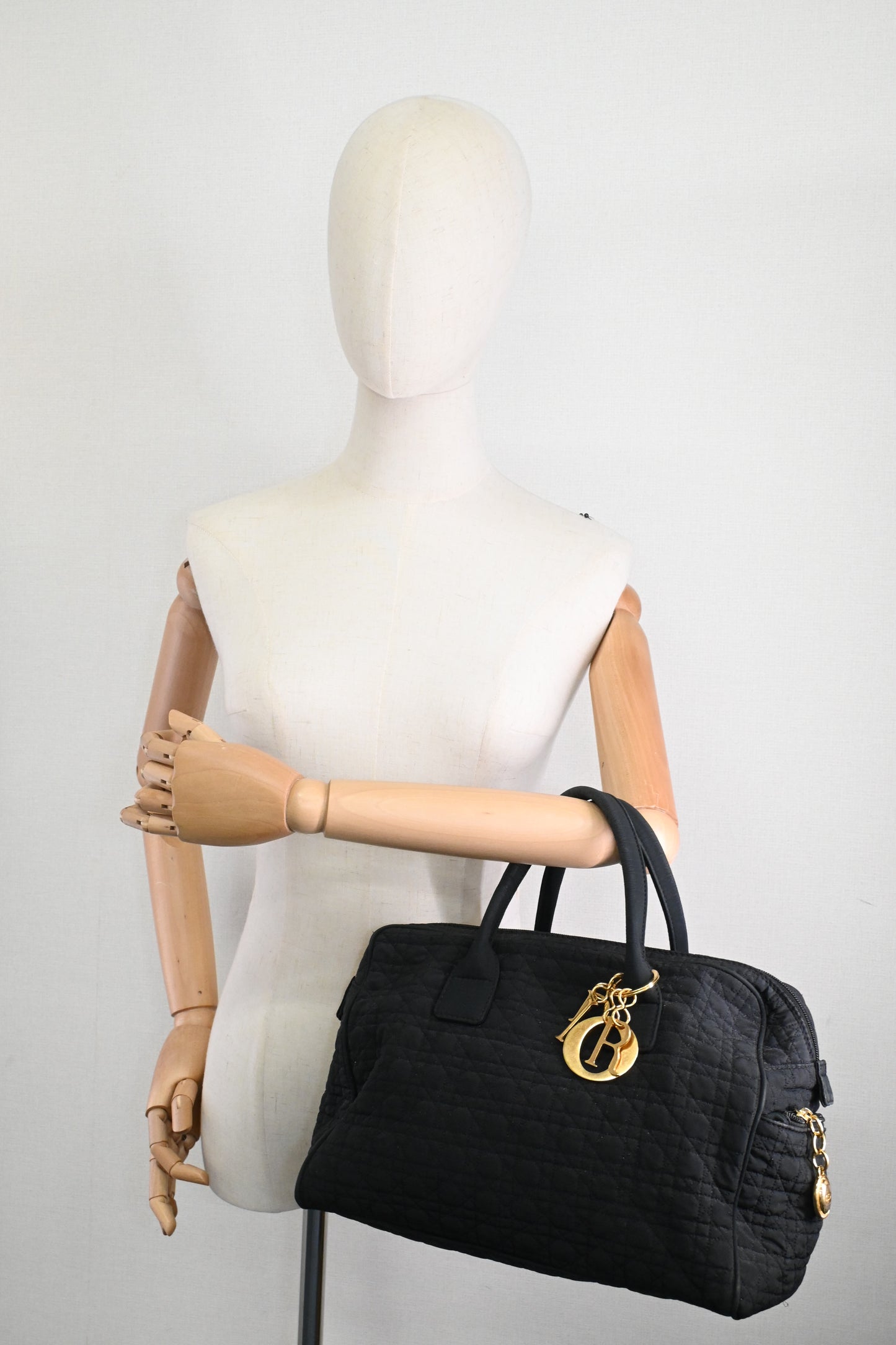 Dior Boston Bag in Black Cannage Nylon