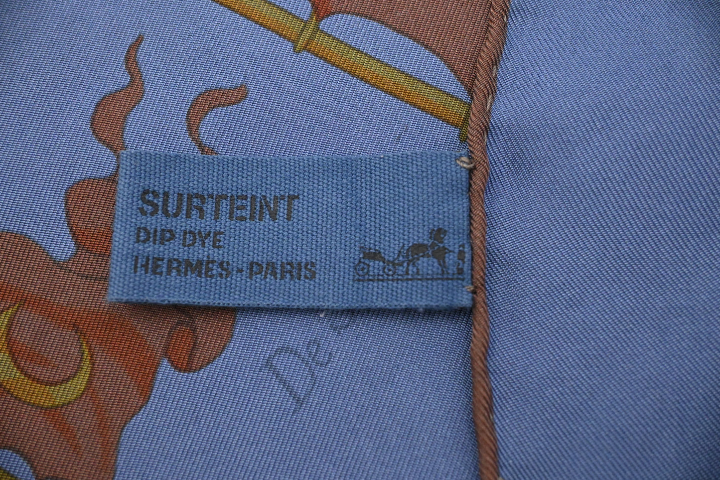 Hermes 'Pavois' Carre 90 in Blue Dip Dye Silk