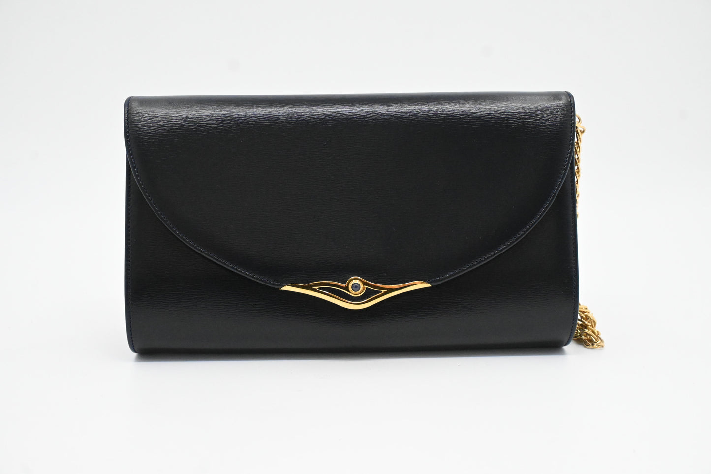 Cartier Chain Shoulder Bag in Navy Leather