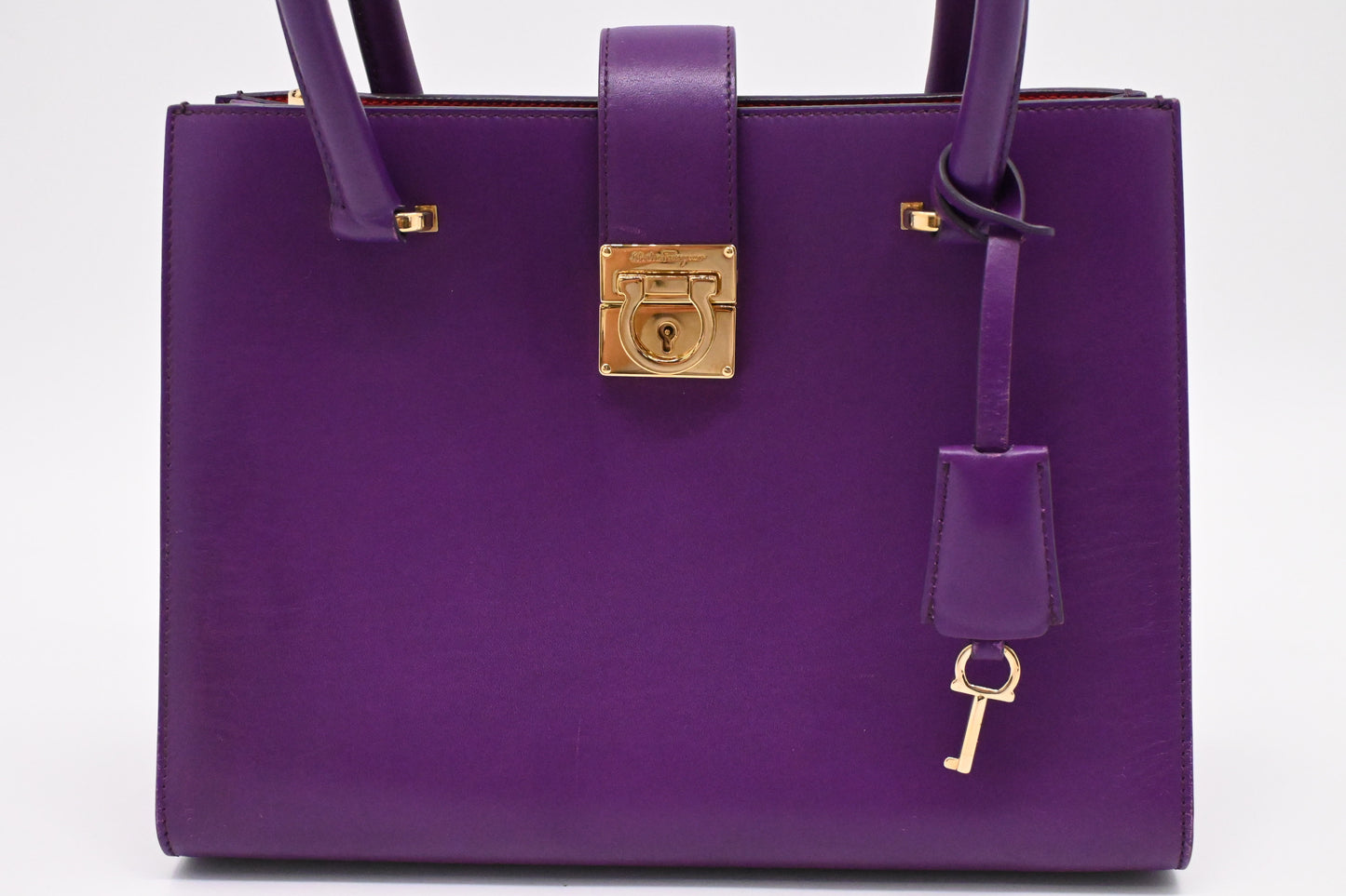 Ferragamo Gancini Handbag in Purple Leather