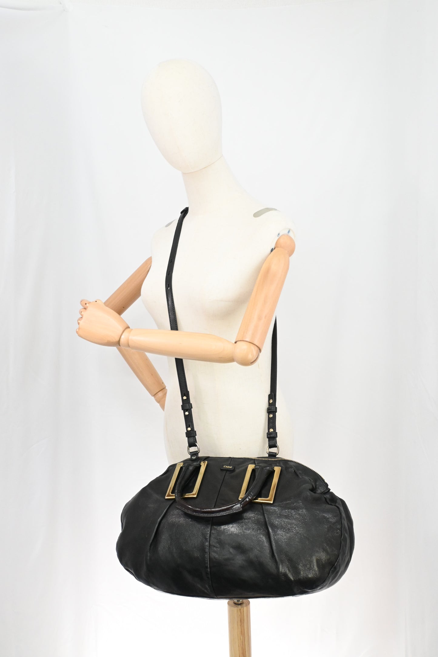 Chloe Large Ethel in Black Leather
