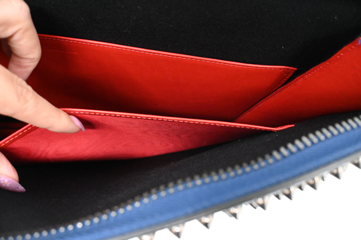 Louboutin TricTrac Portfolio Bag in Blue Leather