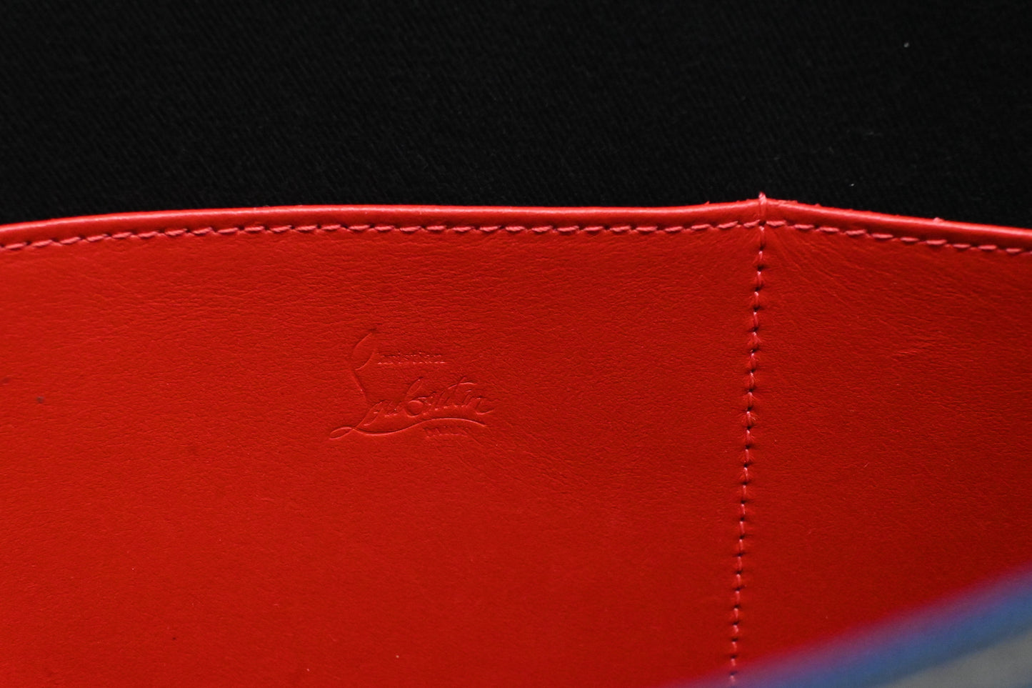 Louboutin TricTrac Portfolio Bag in Blue Leather