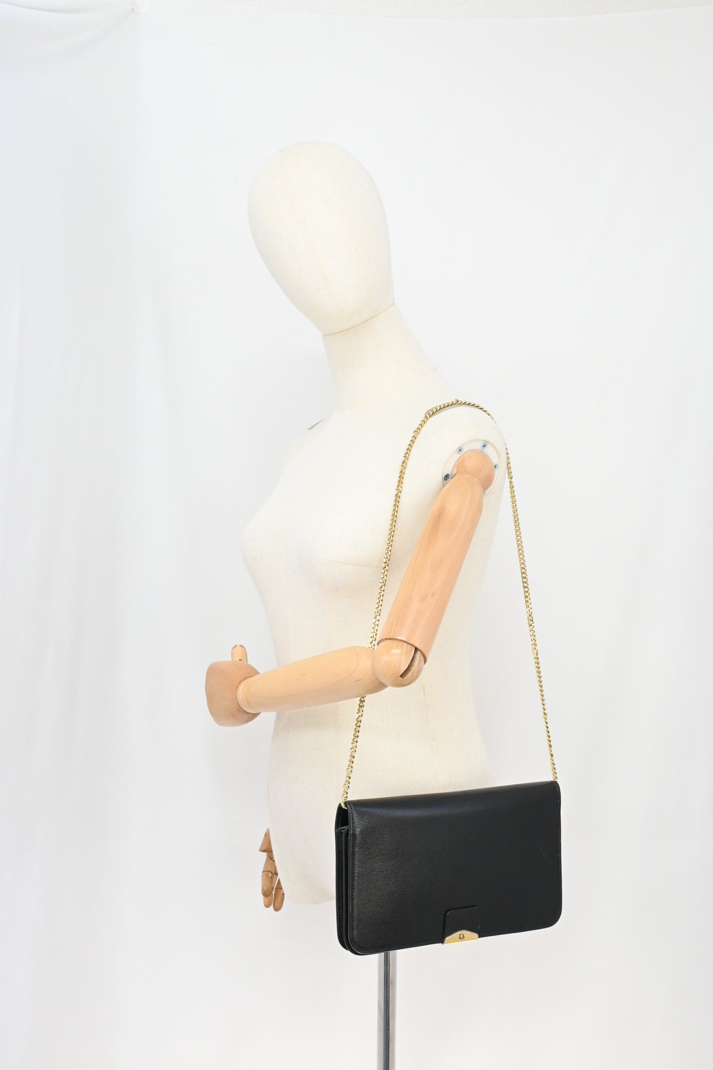 Dior Chain Shoulder Bag in Black Leather