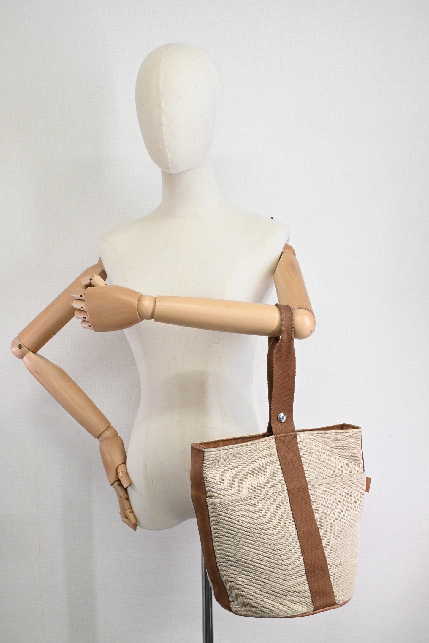 Hermes Saxo MM in Beige Canvas