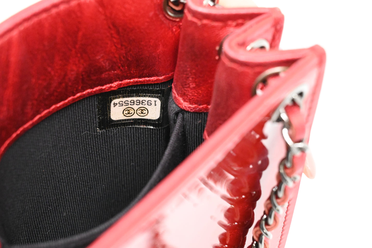 Chanel Chain Phone Bag in Red Patent Leather