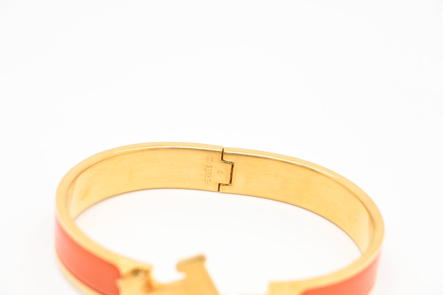 Hermes Clic H Bracelet in Orange Enamel