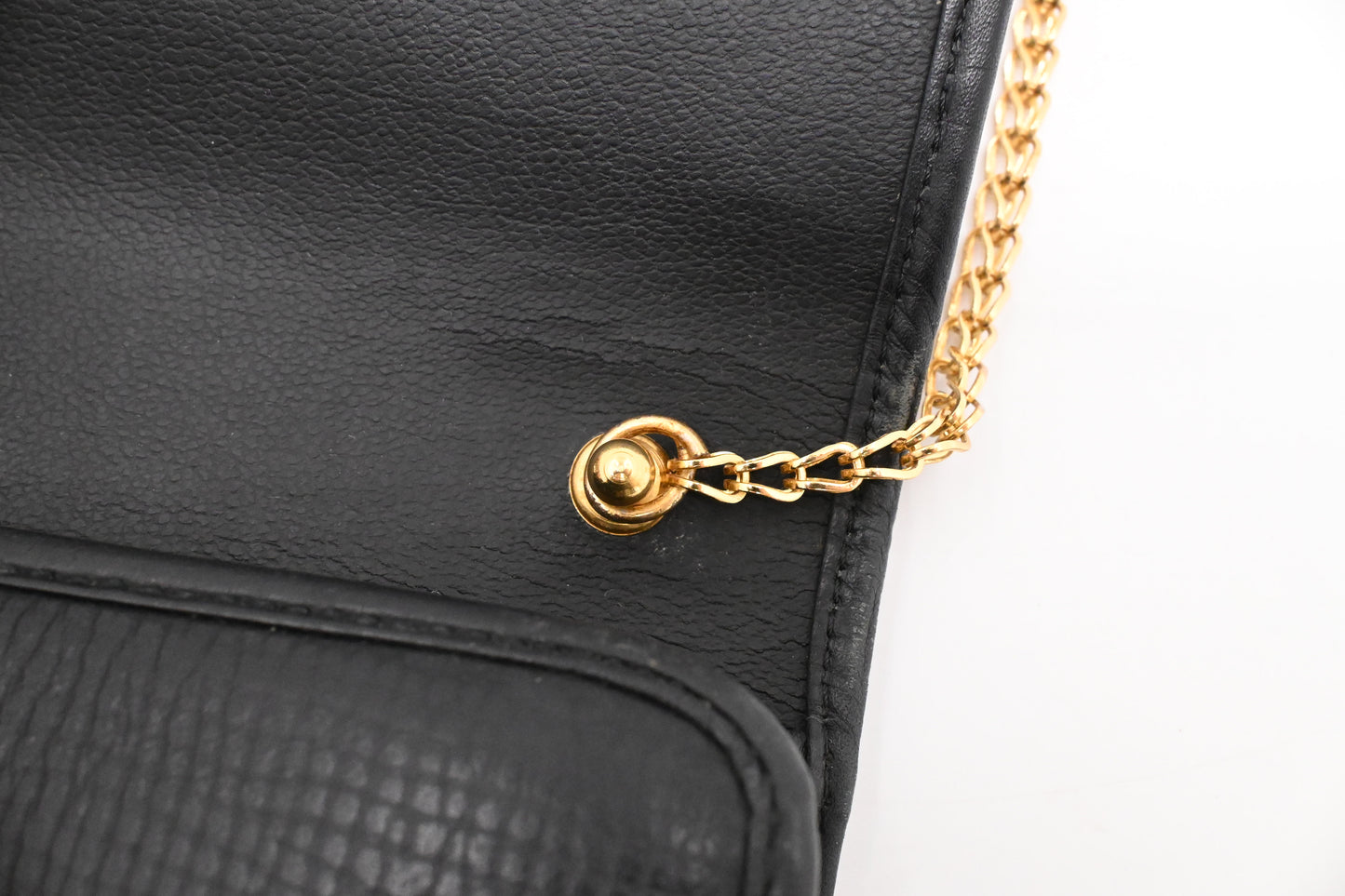 Dior Chain Shoulder Bag in Black Leather