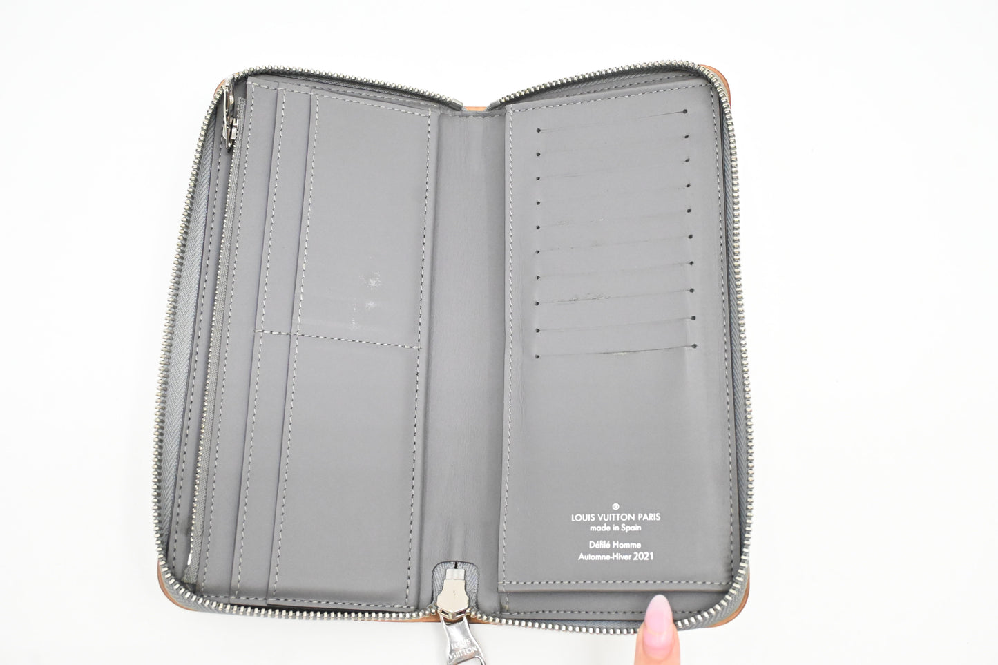 Louis Vuitton Vertical Zippy Wallet in Silver Mirror Canvas