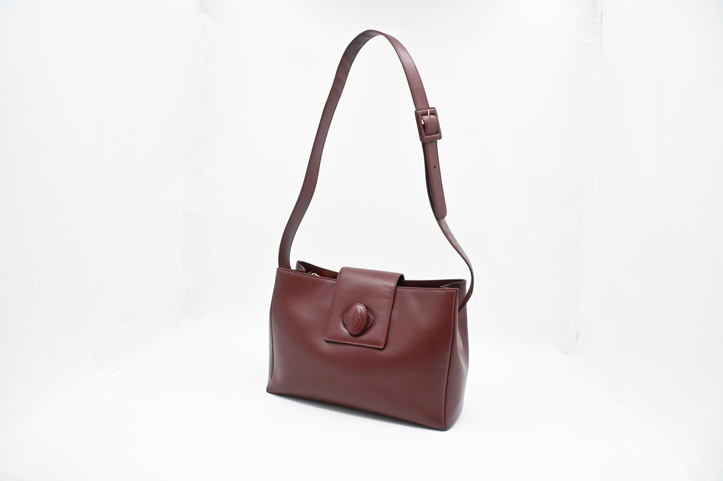 Cartier Shoulder Bag in Red Burgundy Leather