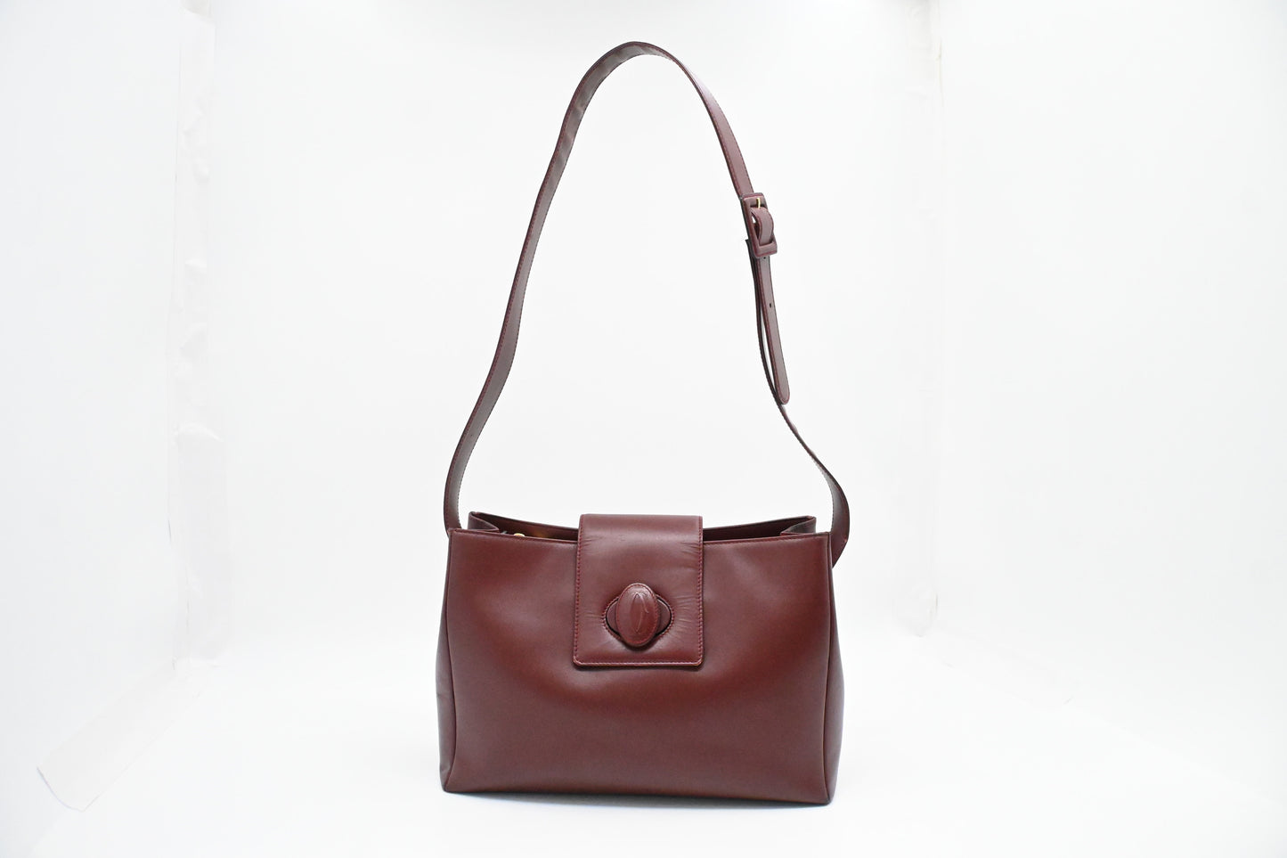 Cartier Shoulder Bag in Red Burgundy Leather
