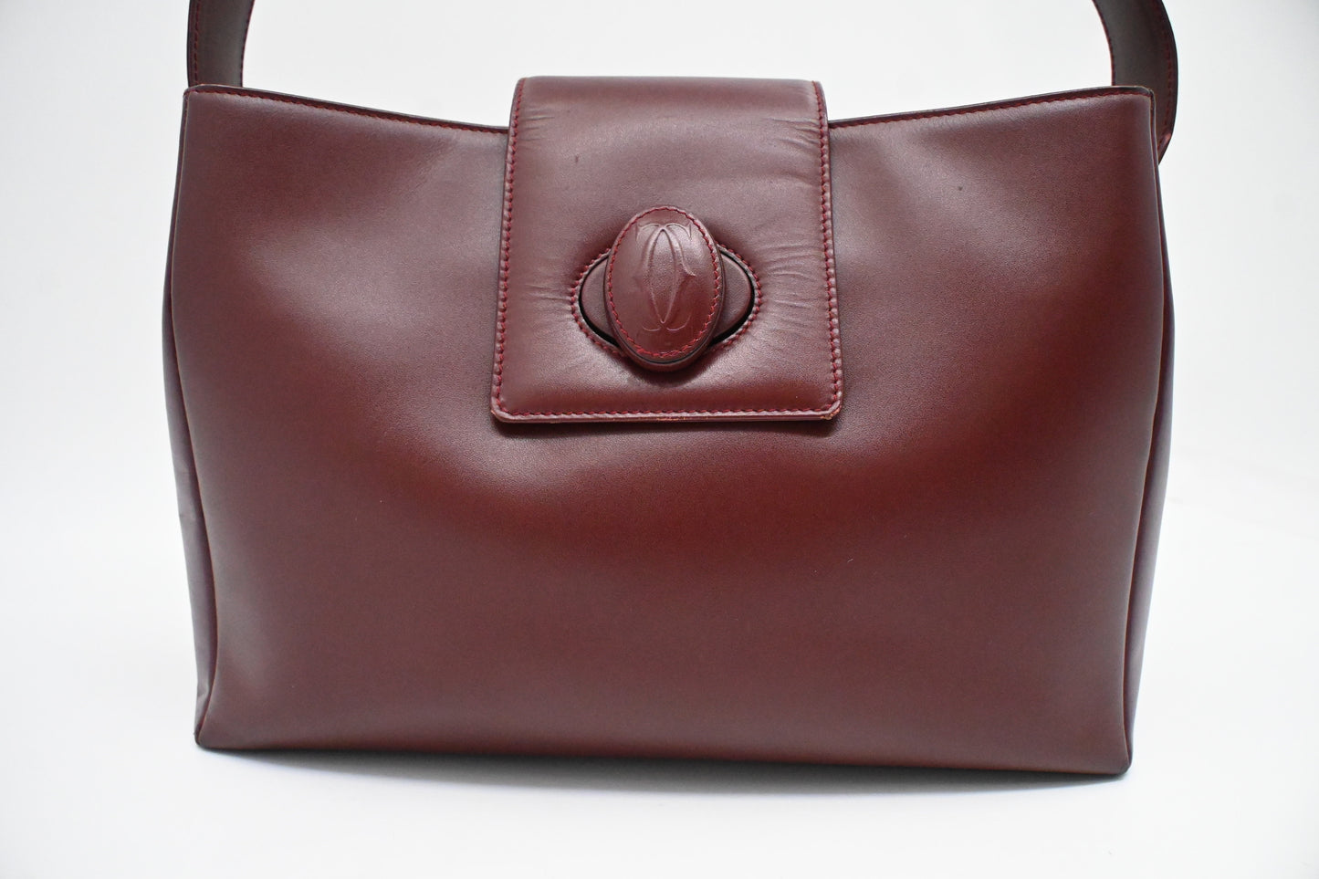 Cartier Shoulder Bag in Red Burgundy Leather