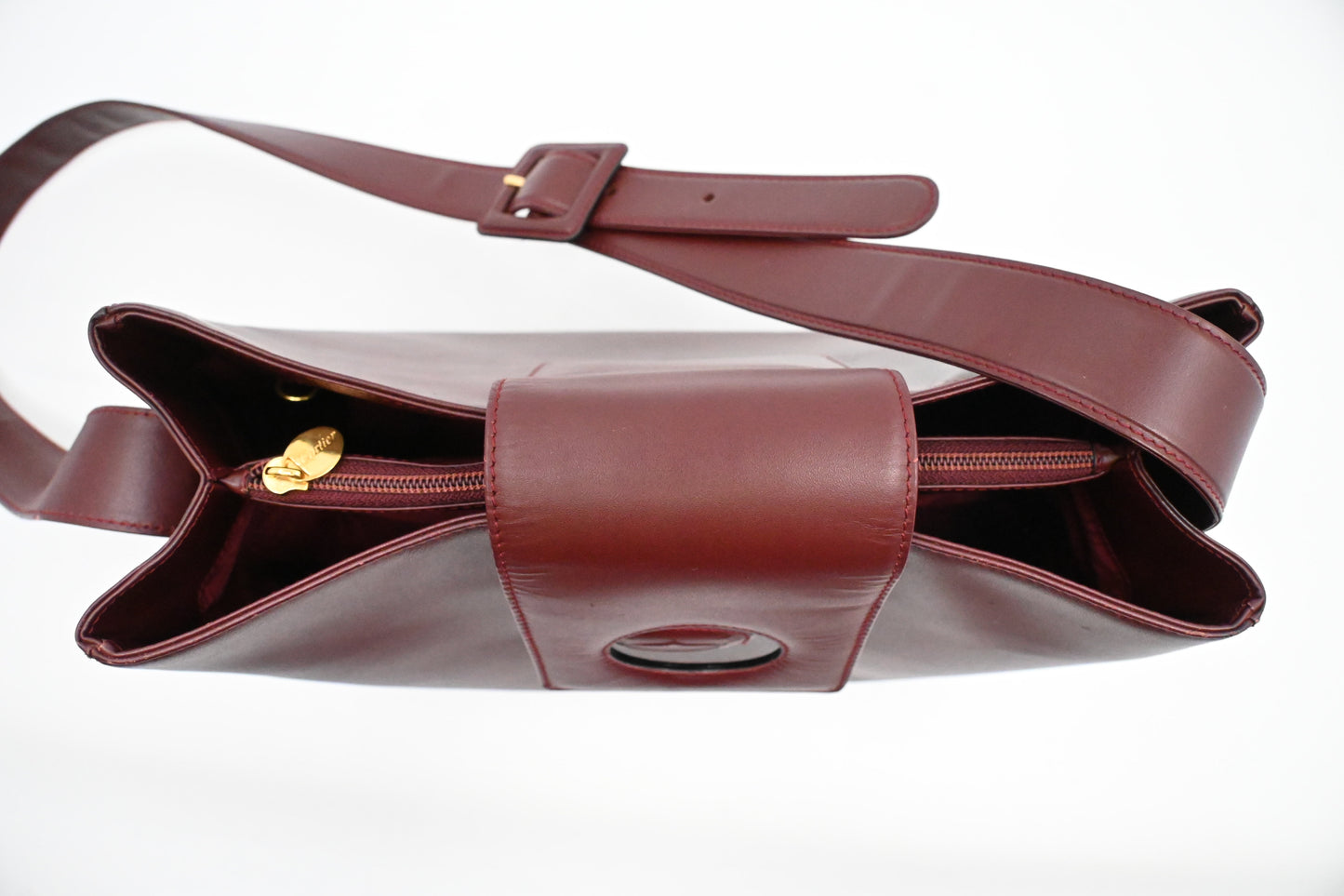Cartier Shoulder Bag in Red Burgundy Leather
