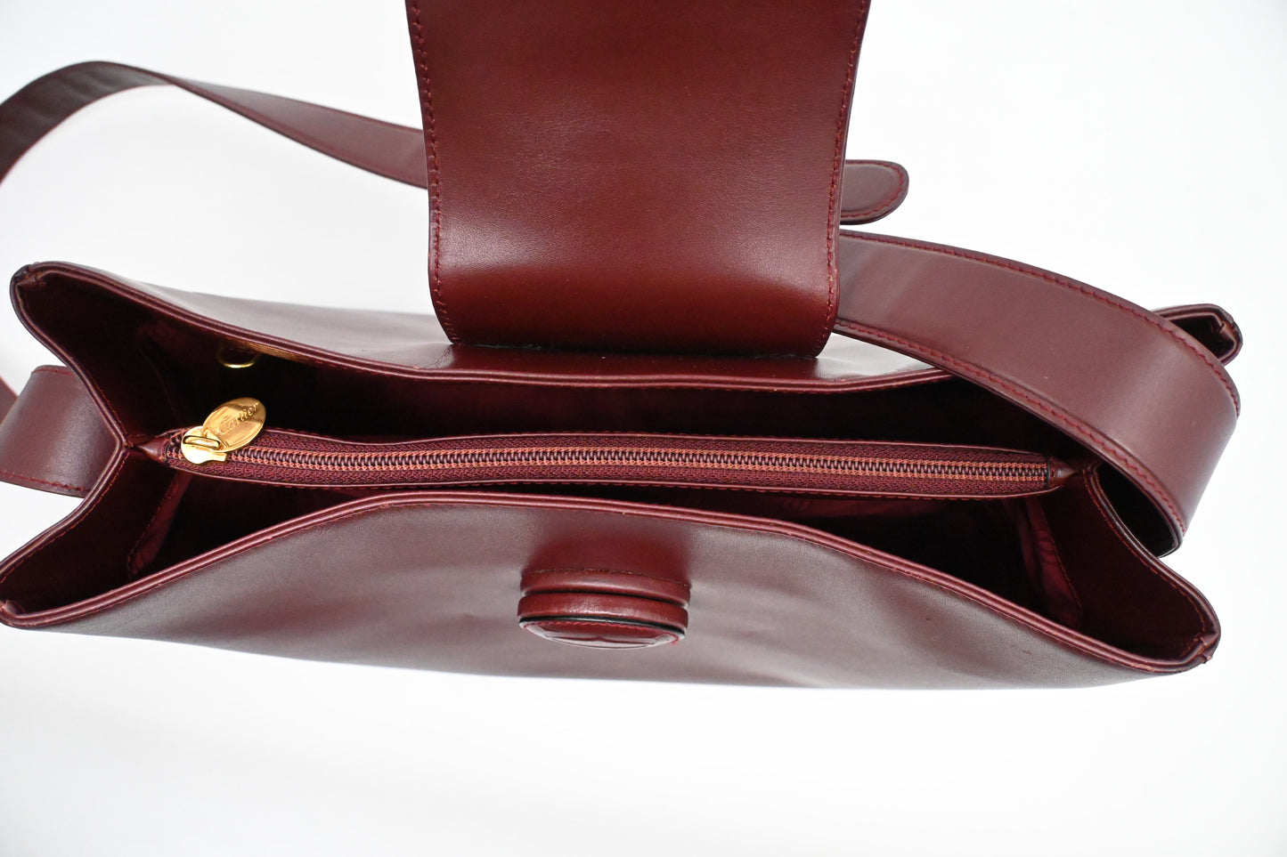 Cartier Shoulder Bag in Red Burgundy Leather