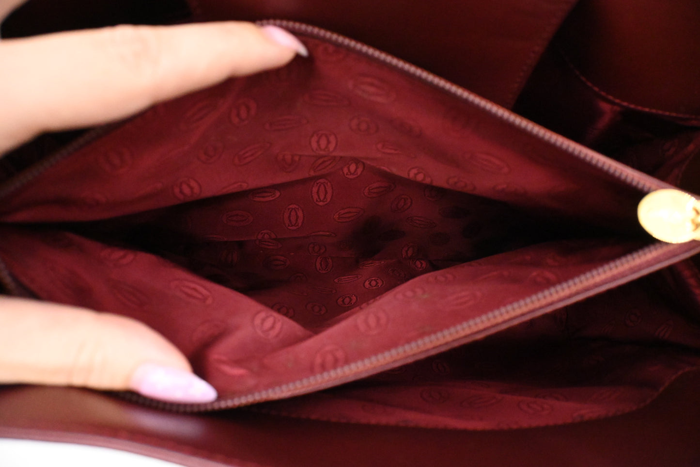 Cartier Shoulder Bag in Red Burgundy Leather