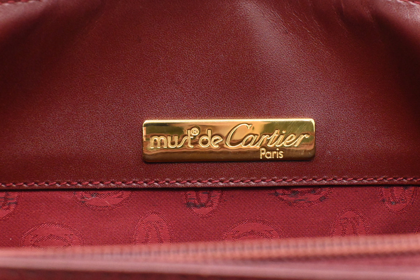 Cartier Shoulder Bag in Red Burgundy Leather