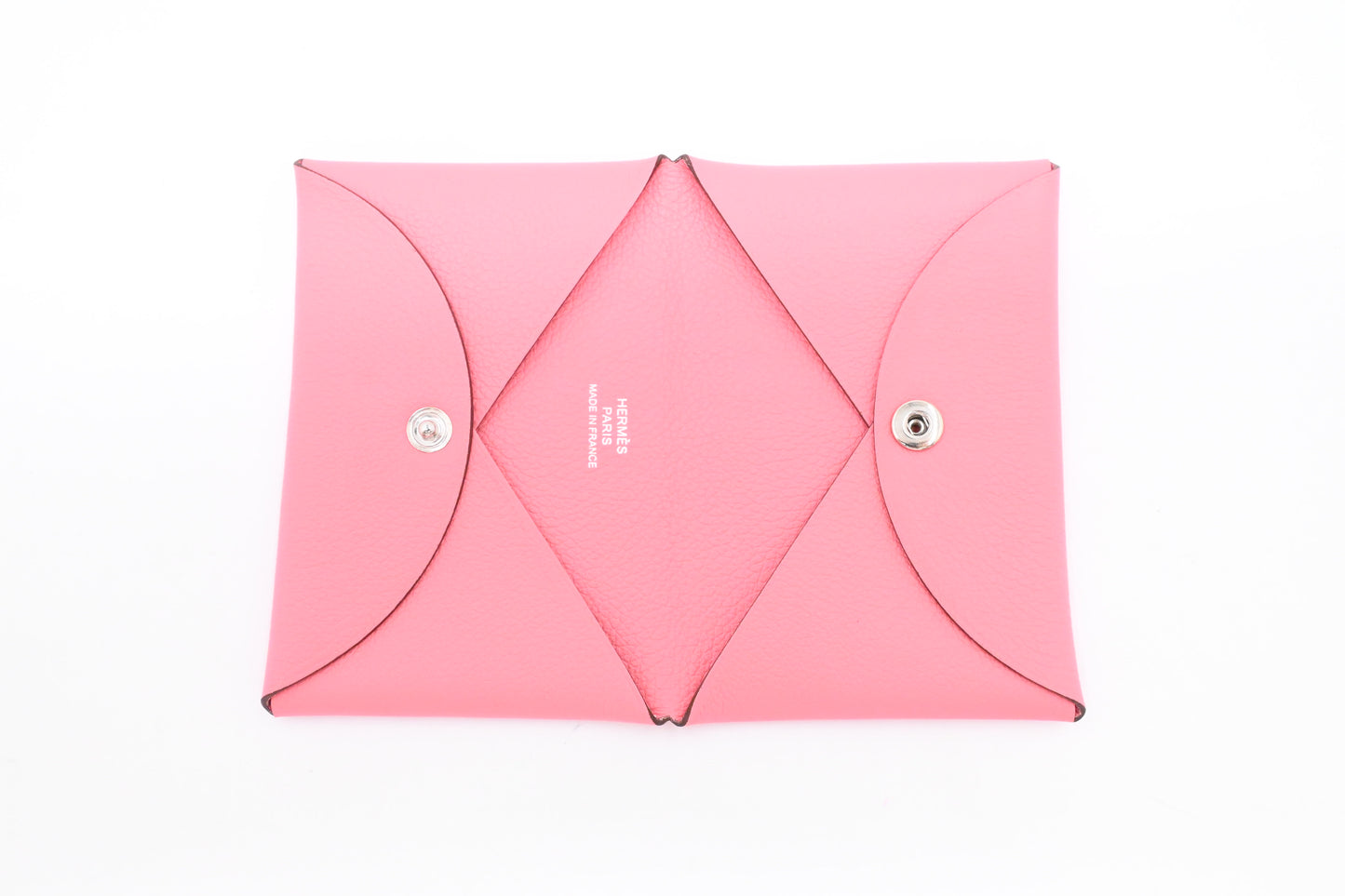 Hermes Calvi Card Holder in Rose Azalée Leather
