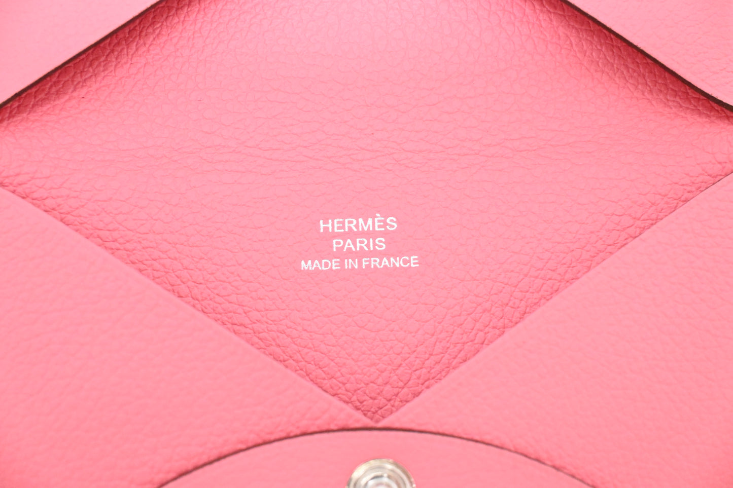 Hermes Calvi Card Holder in Rose Azalée Leather