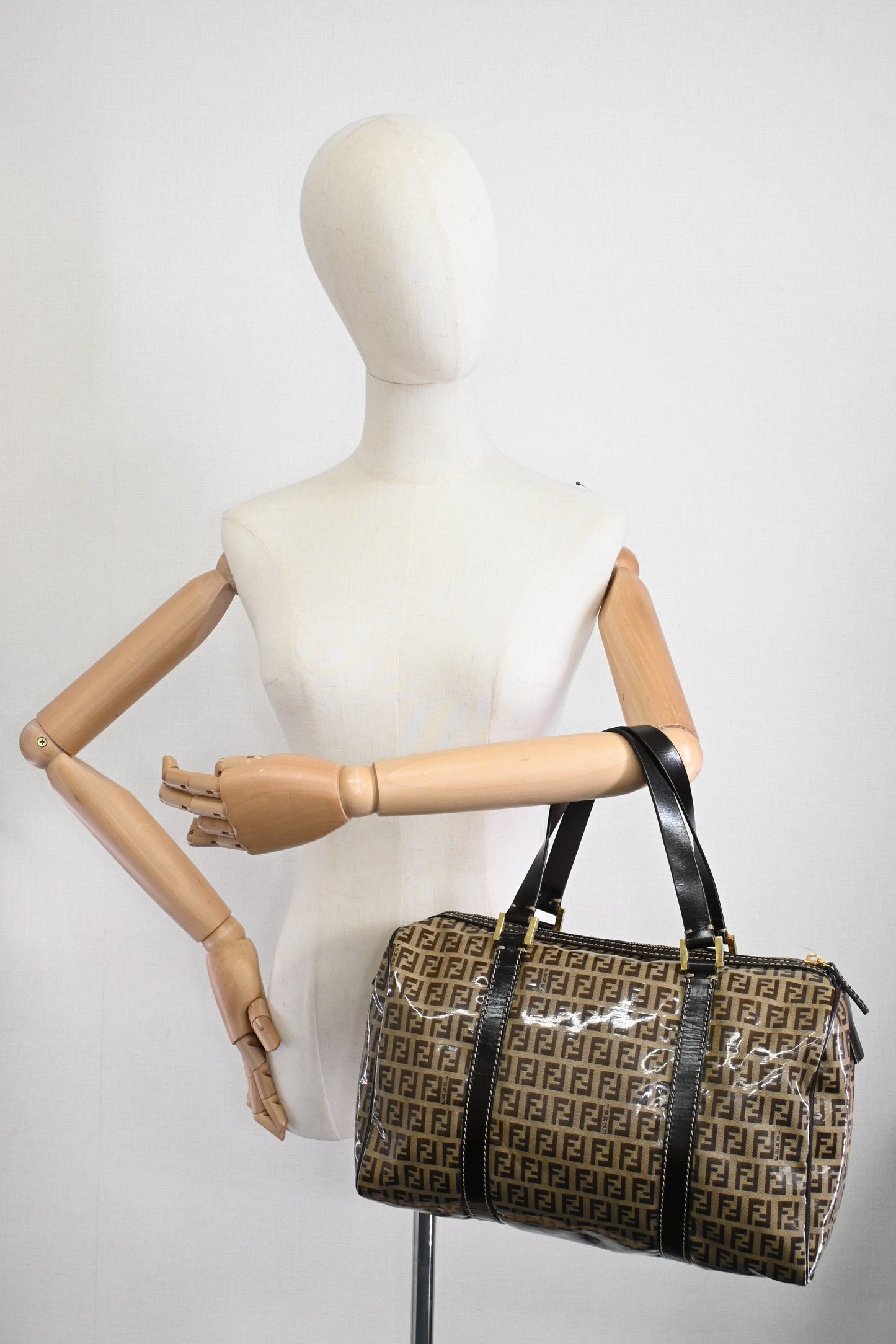 Fendi Boston Bag in Zucchino Coated Canvas