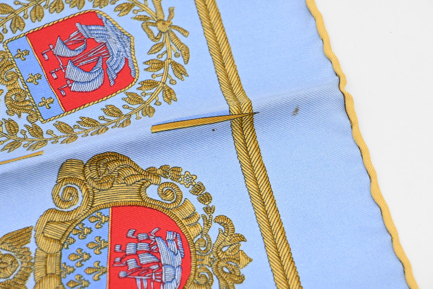 Hermes "Armes De Paris" Carre 45 in Blue Silk