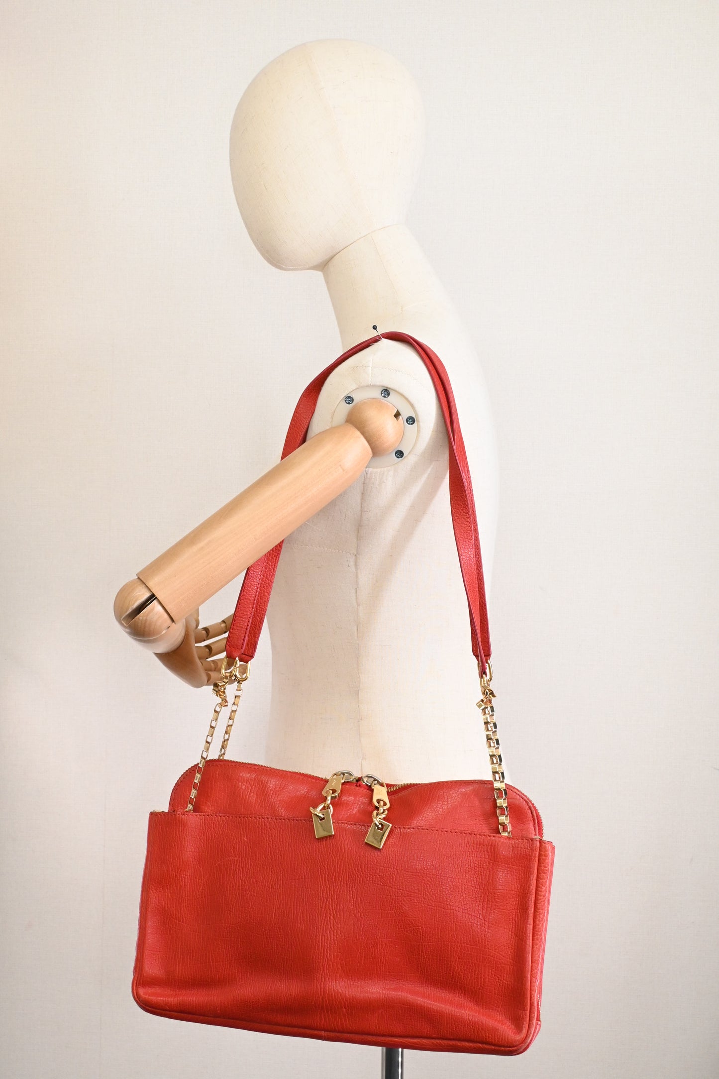 Chloe Lucy Shoulder Bag in Red Leather