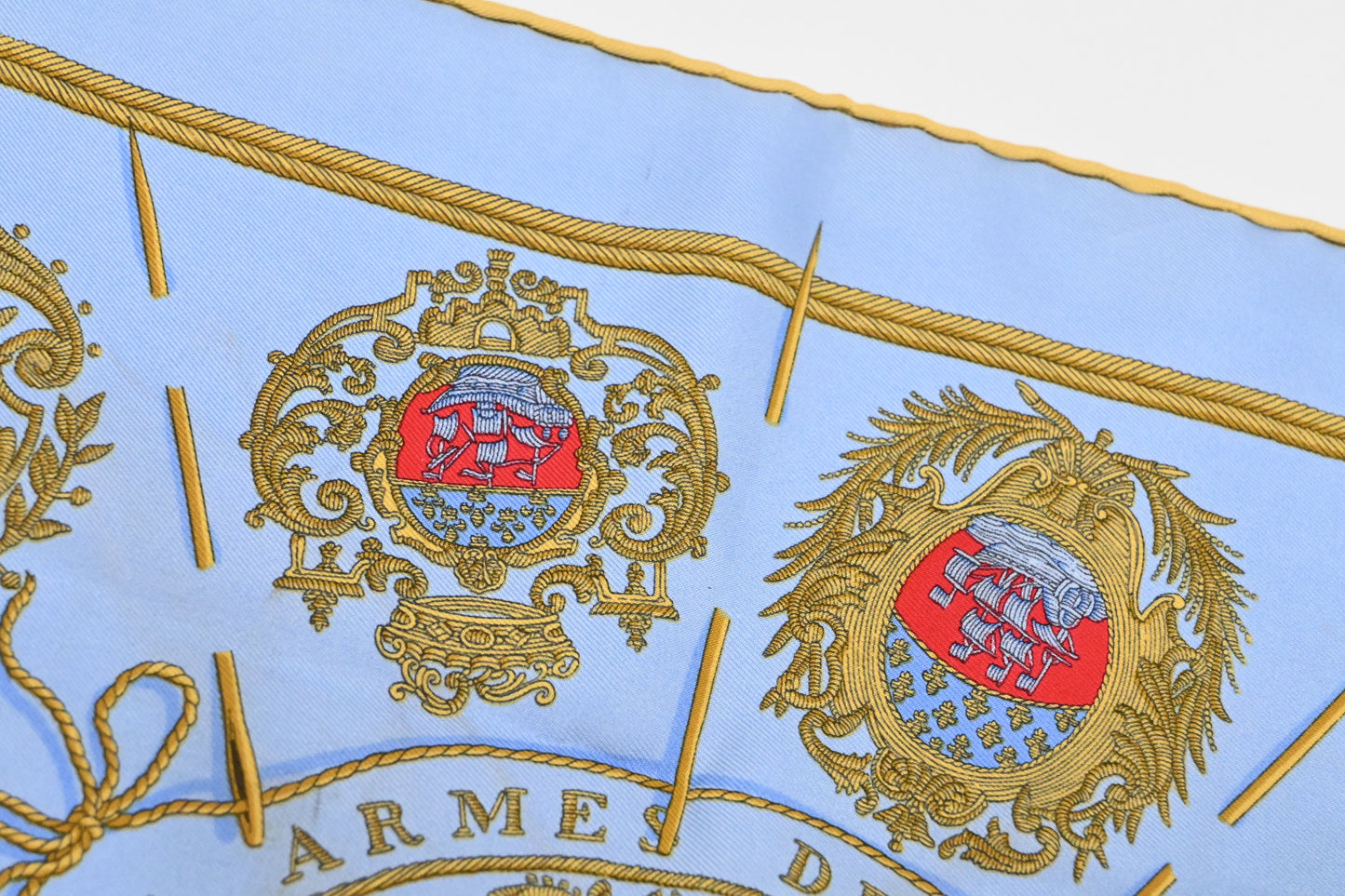Hermes "Armes De Paris" Carre 45 in Blue Silk