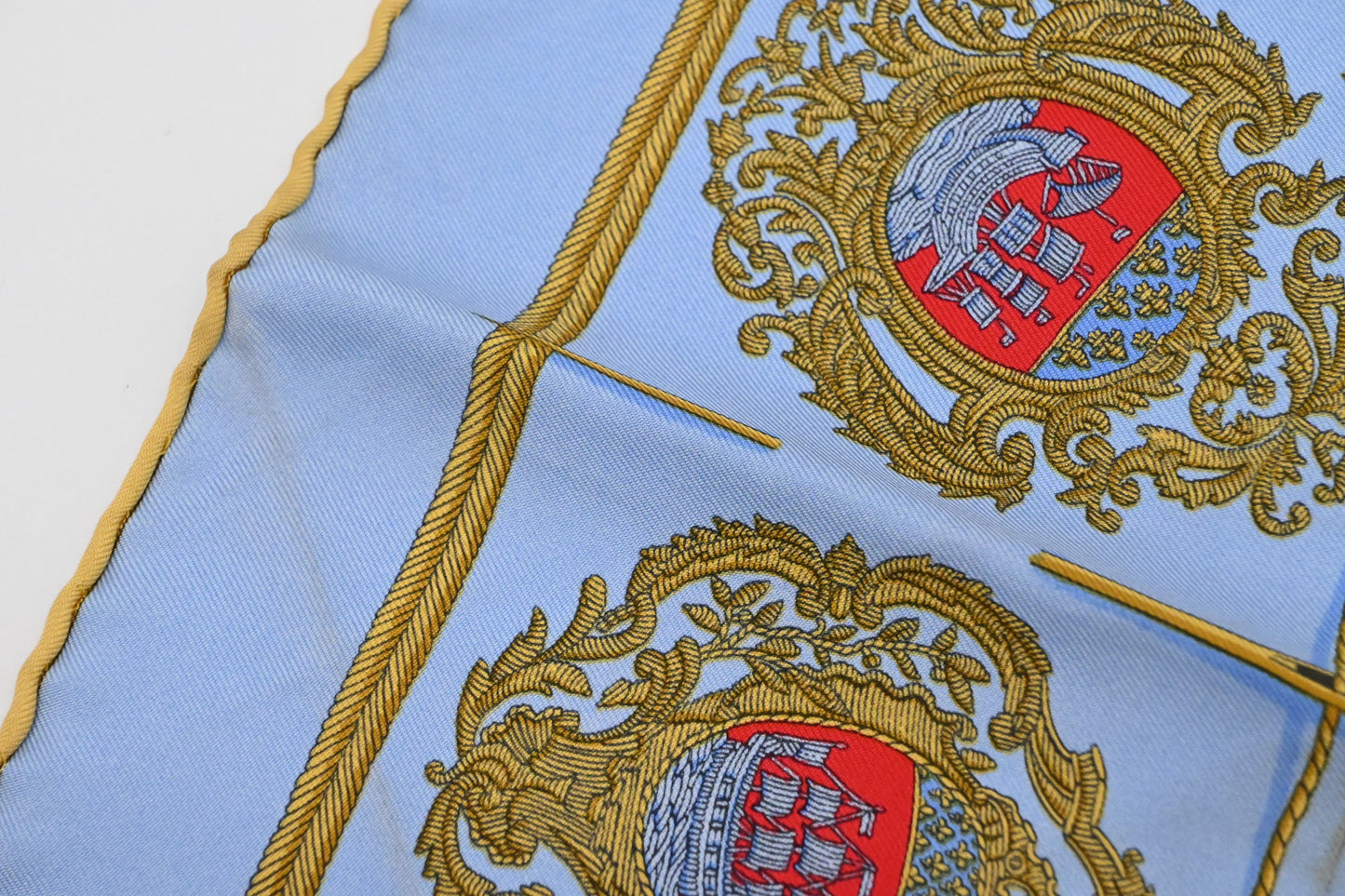 Hermes "Armes De Paris" Carre 45 in Blue Silk