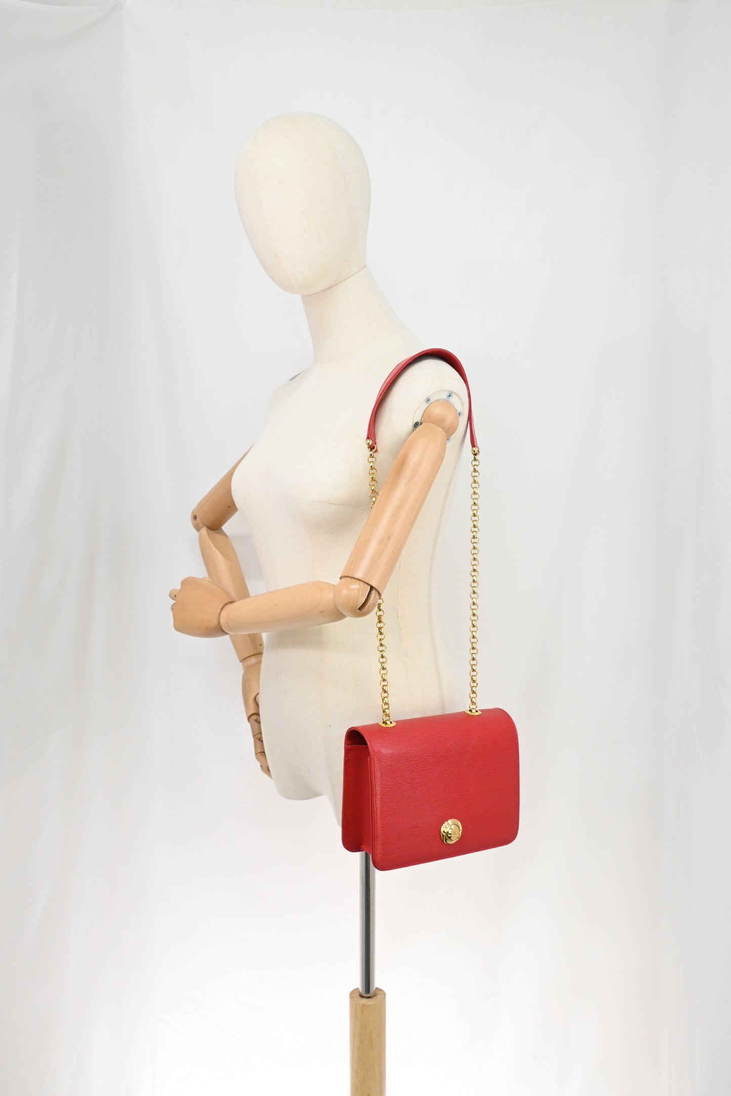 Chloe Chain Shoulder Bag in Red Leather