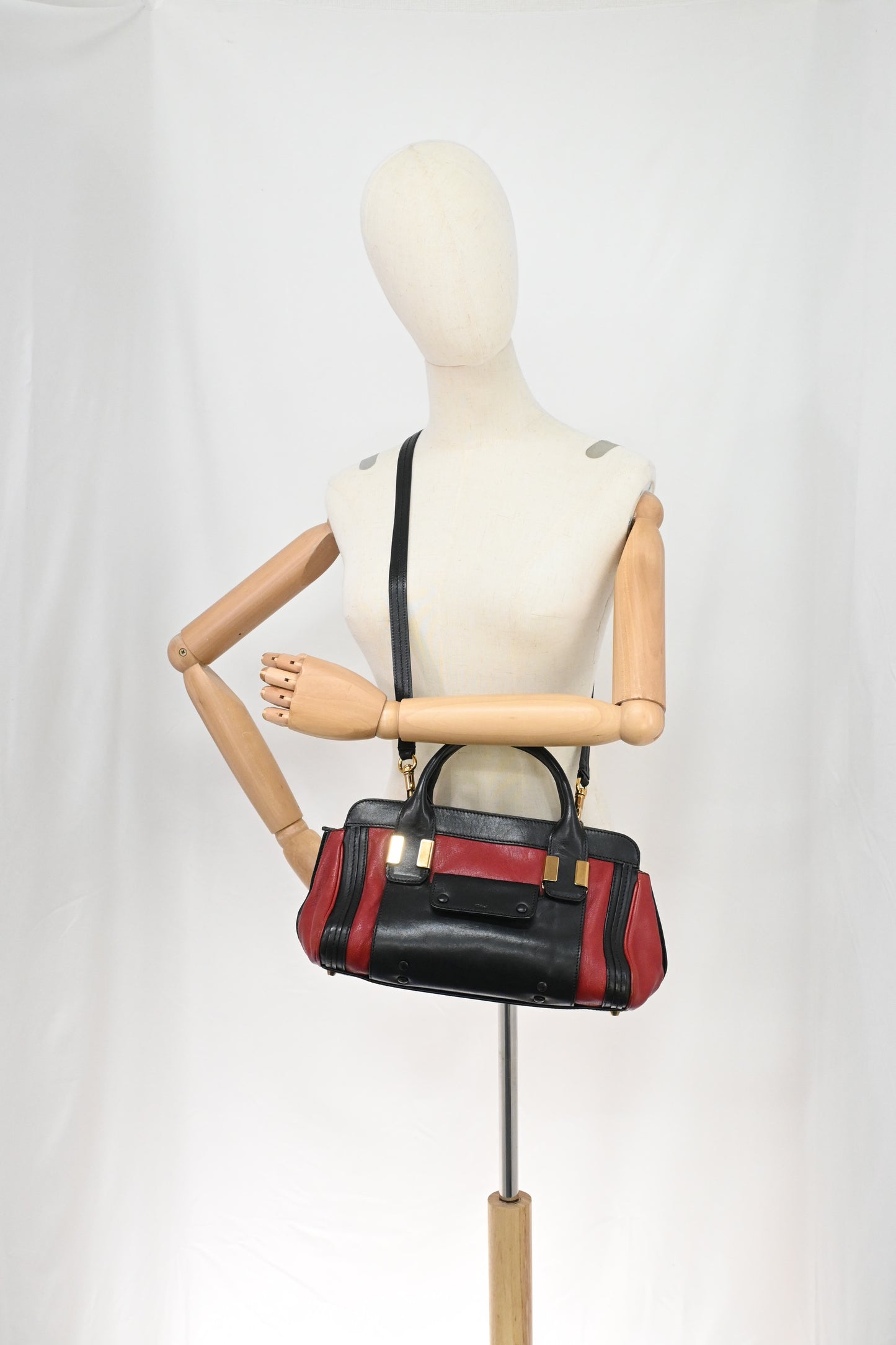 Chloe Alice 2way Bag in Black and Red Leather