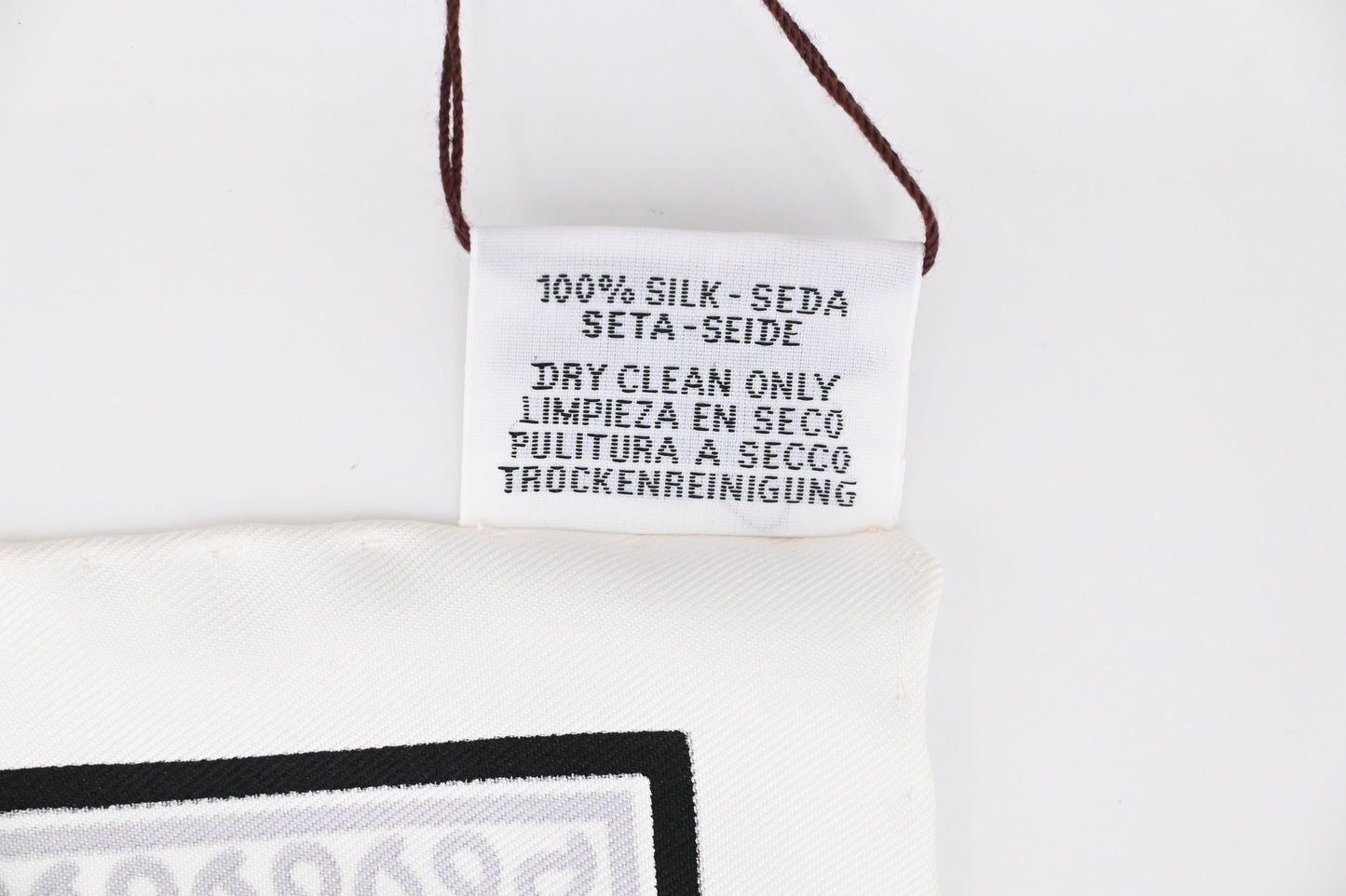 Hermes 'Paris Station' Carre 55 in White and Black Silk