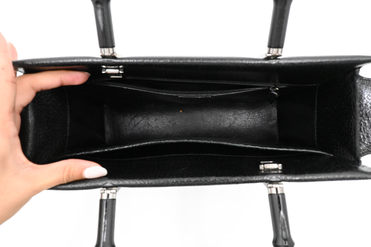 Gucci Bamboo Handbag in Black Leather
